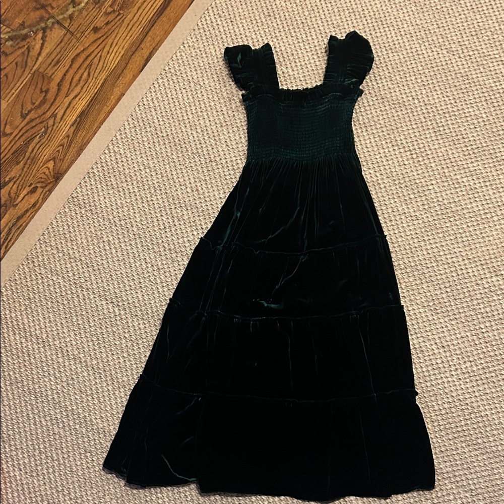 Hill House Dark Green Velvet Maxi Dress